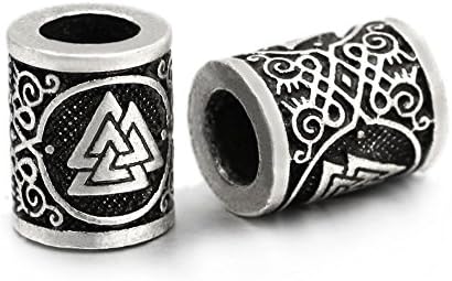 5 Piece 1.7cm Large Viking Viking Valknut Middle Aged Hair & Beard Beard Dreadlocks Jewelry Handmade for Bracelet. Pagan amulet Scandinavian Odin symbol Norse.