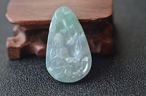certified Grade A untreated natural jade icy green ruyi pendant kwan yin Buddha