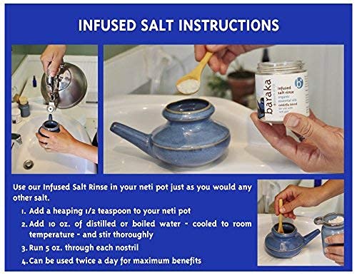 Baraka Infused Sea Salt - Neti Pot Salt for Sinus Rinse & Nose Cleaner, Essential Oil Infused Neti Salt w/Virginia Cedarwood, Palmarosa, Green Myrtle, Fir Balsam & Rosemary, 4 oz (1 Pack)