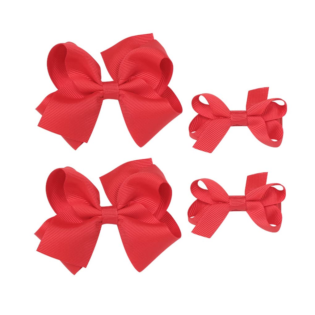 3.5'' Hair Bow Grosgrain Ribbon Hair Bows Clips for Toddlers Little Girls 4 pcs (01 bright red)