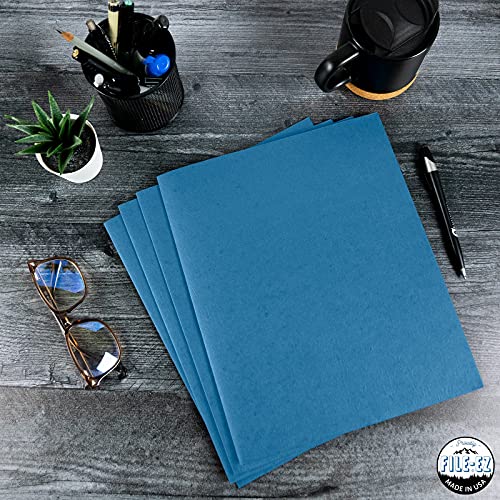 FILEEZ TwoPocket Folders, Light Blue, 25Pack, Textured Paper, Letter