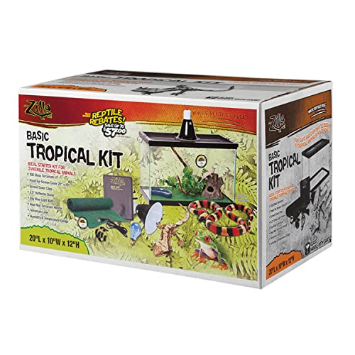 Zilla Basic Tropical Reptile Starter Kit, 10 Gallon Terrarium, for
