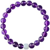 Aisamco Handmade Natural Amethyst Bracelet with Hetian Jade,Stretchable 6mm Bead Bracelet,Round Gemstones Stretch Bracelet for Women and Men,Jewelry Birthday Gifts