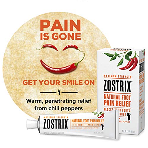 Zostrix Natural Foot Pain Relief Cream 2oz Tube Maximum Strength