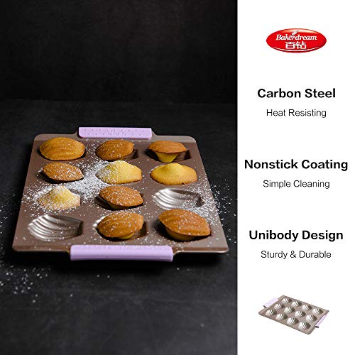 Bakerdream Nonstick Madeleine Pan Chocolate Mold Baking Pan for Sponge Cake Shells Madeleine Cookie Pan, 12-Cup - Thumbnail 3