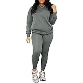 Nimsruc 2 Piece Outfits For Women Sweatsuits Sets Casual Long Sleeve Pullover Jogger Sweat Pants Set With Pocket