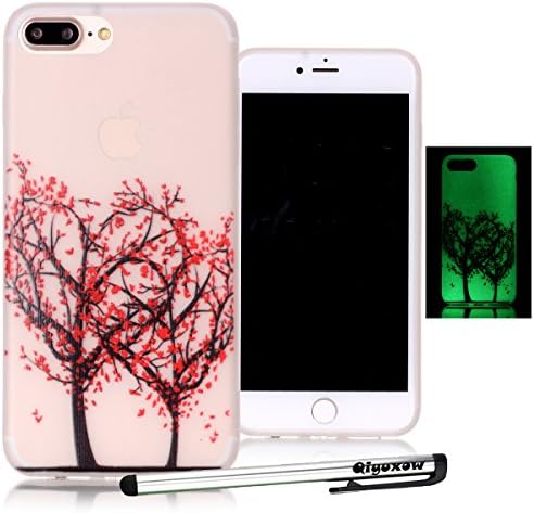iPhone 8 Plus Mate Case, iPhone 7 Plus Frosted Case, Qiyuxow [Slim Fit] [Anti-Fingerprints] Colorful Luminous Glow in the Dark Style Soft Case for Apple iPhone 7 Plus / iPhone 8 Plus (Couple Tree)