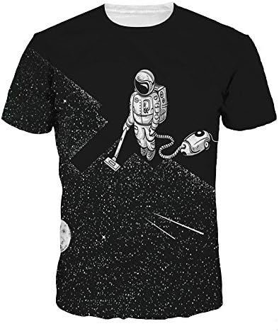 ADAHOP Unisex Spaceman 3D Printed Casual Short Sleeve T Shirts Tees XL