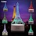 ZNZ 3D LED Lamp Night Light 7 Colors USB Operated Table Dimmable Night Light with Touch Switch Remote Control for Kids, 3D Light Optical Illusions Desk Lamp for Room Decor (Death Star+Eiffel Tower)