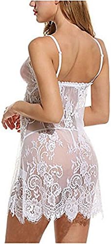 WWQY Women Sexy Purple Lace Perspective Harness Skirt Bow Pajamas Transparent Net Yarn Sleep Skirt , white , one-size