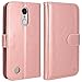 LG Aristo Case, LG Phoenix 3 Case, LG K8 2017 Case, LG Fortune Case, LG Risio Case, LG Rebel 2 LTE Case, LK Luxury PU Leather Wallet Flip Protective Case Cover with Card Slots and Stand (Rose Gold)