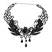 Yazilind Black Rose Flower Lace Gothic Lolita Beads Pendant Choker Necklace 12.87in