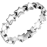 Jude Jewelers Stainless Steel Star Shaped Stackable Wedding Engagement Promise Statement Band Ring