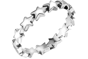 Stainless Steel Star Shaped Stackable Wedding Engagement Promise Statement Band Ring