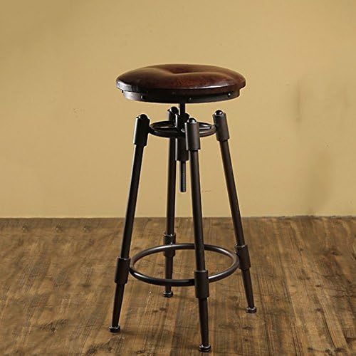 Bar chair Cqq American style Rust-proof bar stool Rotate up and down Bar stool Industrial wind personality bar stool (Color : A)