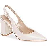 Junayuan Women's Pointed Toe Block Heel Pumps Slingback Chunky Heel Slip On Work Party Dress Shoes