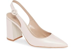 Junayuan Women's Pointed Toe Block Heel Pumps Slingback Chunky Heel Slip On Work Party Dress Shoes