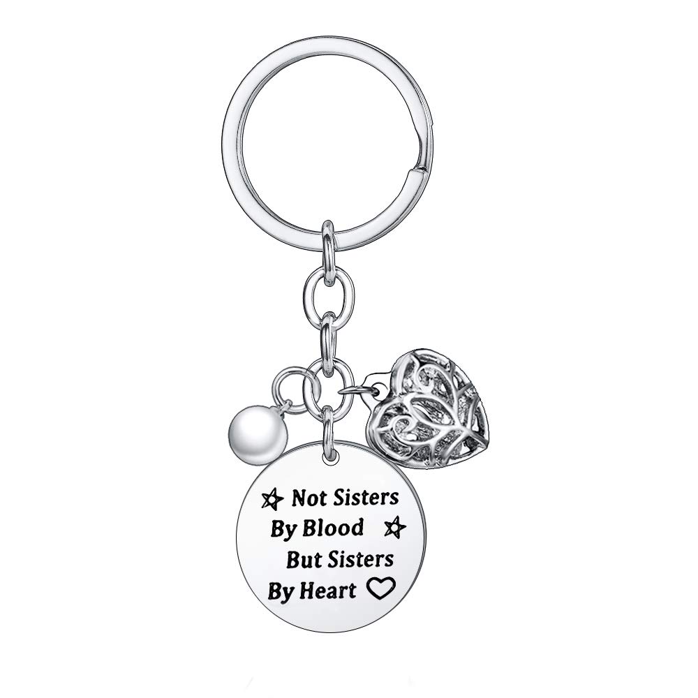 BESPMOSP Best Friend Keyrings Heart Not Sisters By Blood But Sisters By Heart Keychain Birthday Gifts Friendship Jewellery Graduation Gifts (Not Sisters By Blood)