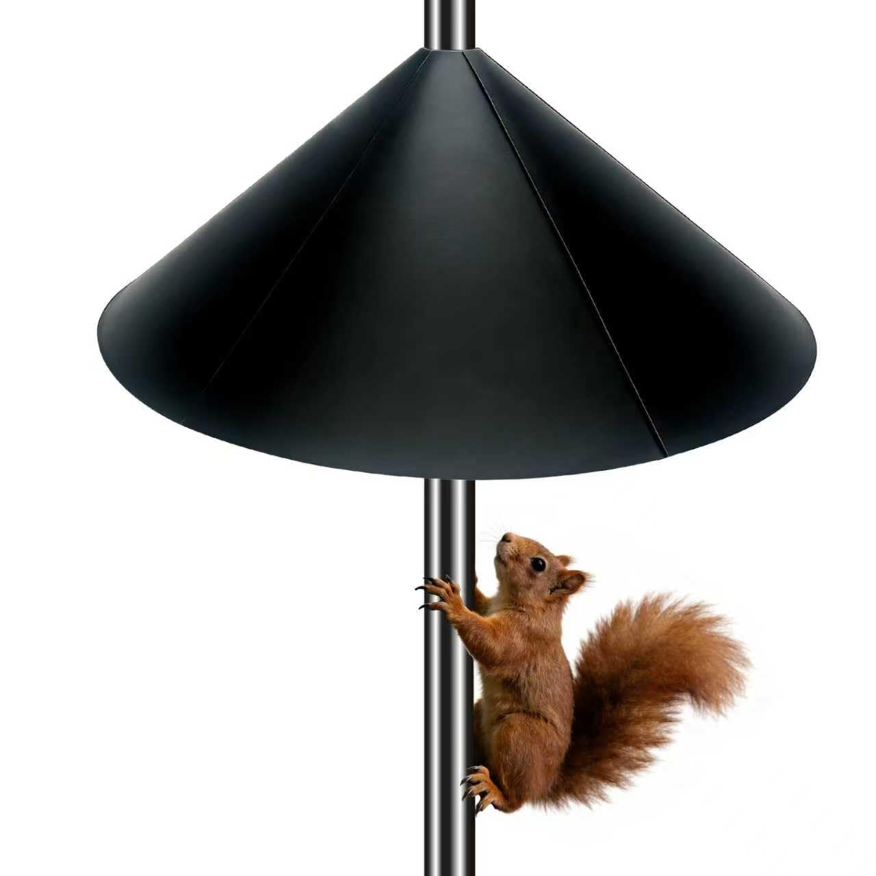 Photo 1 of 1 Pack 19 inch Squirrel Proof Baffle for Bird Feeder Pole,Shepherd's Hook Outdoor Sturdy,Squirrel Device Guard Deterrent Stop Squirrels from Climbing,Easy Install,Black