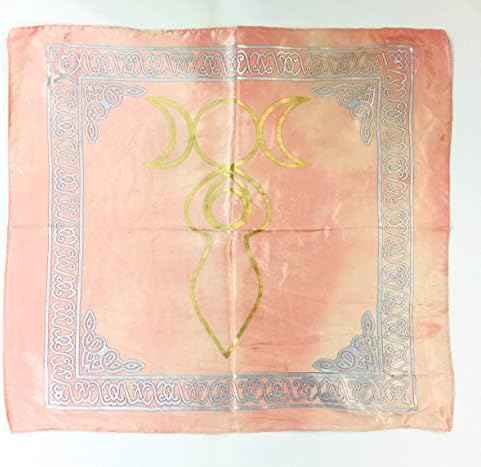 Osiris Trading UK Triple Moon Goddess Altar Cloth Tarot Wiccan Supplies Pagan Decor Wall Hanging Silk Effect Pink