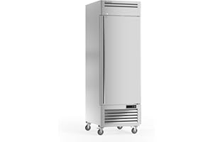 Coolski 19.32 Cu.ft Commercial Freezer Single Solid Door, Upright Reach-in 27" W Stainless Steel Freezer Fan Cooling for Restuarant, Bar, Shop, Garage, -13℉~-5℉, 4 Shelves