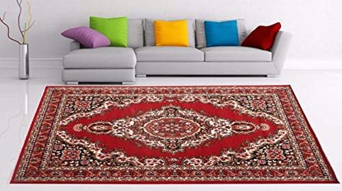 Moin Carpets Floral Traditional Carpet (Red, Acrylic, 5 X 7 Feet)