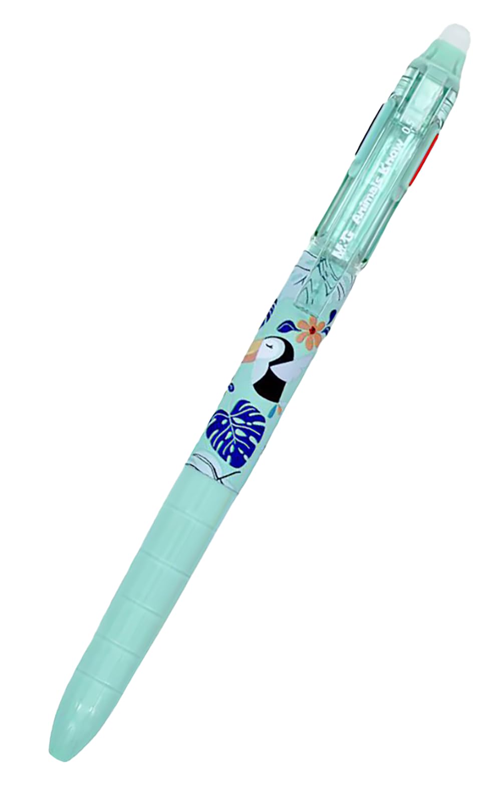 Erasable 3 in 1 Pens, 3 Colors BLUE, BLACK, RED Pencils with Cute Cartoon, 0.5mm Blue Gel Ink Pens (Green, 1)