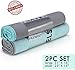 Runetz - 2pc MICROFIBER TOWELS - Super Absorbent & Quick Drying (Sport, Gym, Camp, Car Care, Travel) - 2pc Large & Small Size - Teal-Gray