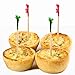 200 Red & Green Frill Picks, Wood & Cellophane Food Appetizer Toothpicks, 2.5