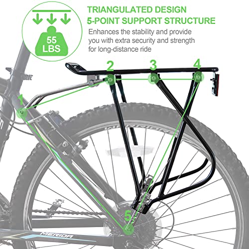 Bike Cargo Rack w/Bungee Cargo Net & Reflective Logo Universal