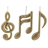 Gold Music Notes & Treble Clef Ornaments Set 3