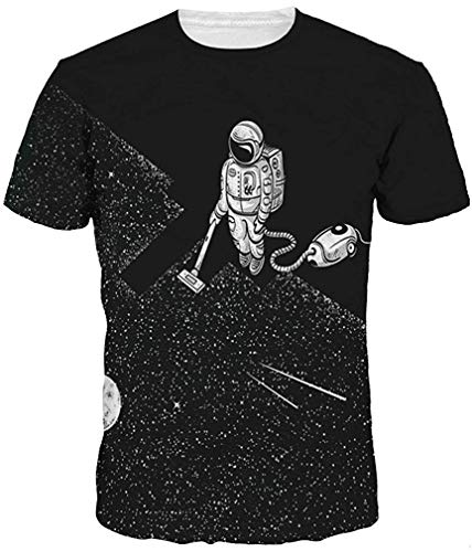 FLYCHEN Men's Colorful 3D Animal Galaxy Print T-Shirt Short Sleeve Fashion Casual Tees M Astronaut Weed
