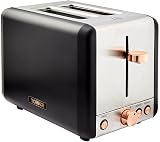 Tower Cavaletto T20036RG 2-Slice Toaster Defrost Reheat 850W Rose Gold