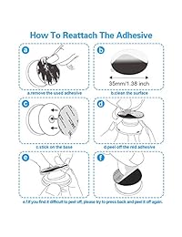 9 Pack Pops Sticky Adhesive Replacement for Socket Mount Base, pop-tech VHB 3M Sticker Pads for Phone Collapsible Grip & Stand Back - 9pcs 35mm Double Sided Tapes & 4pcs Alcohol Prep Pads