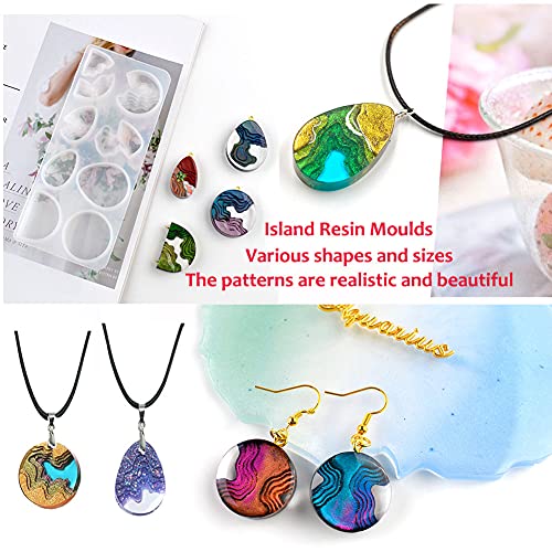 Jatidne 2pcs Resin Necklace Moulds for Resin Casting Silicone Pendant Moulds with Necklace Cord and Pendant Clip for Jewellery Making DIY Resin Craft Starter Kit