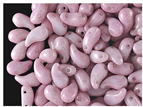 20 Pieces ZoliDuo® Left Beads-Czech Pressed Glass Beads in The Form of a Teardrop 5x8mm with Two Holes, Alabaster Lilac Luster