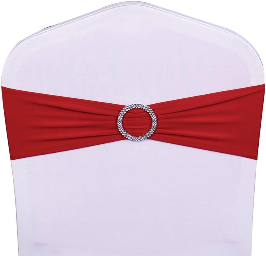 WENSINL Pack of 100 Spandex Chair Sashes Bows Elastic Chair Bands with Buckle Slider Sashes Bows for Wedding Decorations Without White Covers (Lavender): Kitchen & Dining
