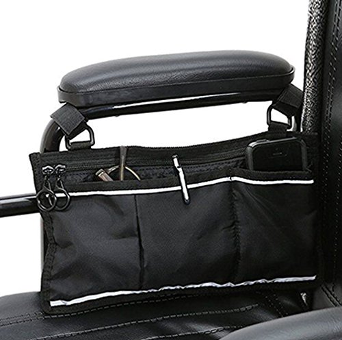 KIKIGOAL Wheelchair Side Bag Great Accessory for Your Mobility Devices. Fits Most Scooters, Walkers, Rollators, Manual, Powered Or Electric Wheelchairs (Black)