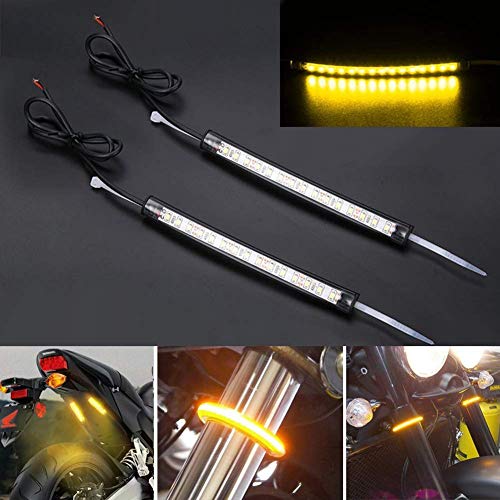 Motorcycle Fork Light Strips IMISO 2 x 15 LED Turn Signals/Running / Brake/License Plate Lights - IP65 Waterproof Universal Lights Strip Kit for Harley Motorbike - Thumbnail 2