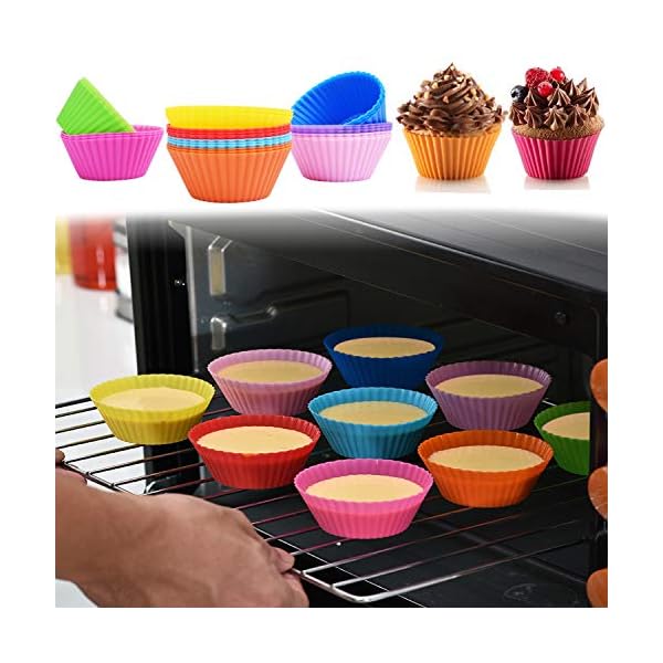 Silicone-Cupcake-Moulds-Cdycam-27-Pcs-Mini-Reusable-Baking-Cases-Cups-Non-Stick-and-Heat-Resistant-Bakeware-Muffin-Puddings-Jelly-Molds-for-Home-Baking-and-Afternoon-Tea-Party Silicone Cupcake Moulds, Cdycam 27 Pcs Mini Reusable Baking Cases Cups Non Stick and Heat Resistant Bakeware Muffin…