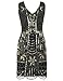 PrettyGuide Women's 1920s Gatsby Sequin Art Deco Scalloped Hem Cocktail Flapper Dress M Gold