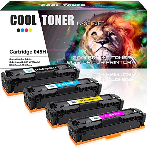 Cool Toner Compatible Toner Cartridge Replacement for Cartridge Canon 045 045H CRG-045H for Canon MF634cdw MF632cdw Canon ImageCLASS MF634cdw MF632cdw LBP612cdw Ink Printer-Black Cyan Magenta Yellow