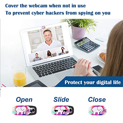 Laptop Webcam Cover, 0.027In Ultra Thin Slide Laptop Camera Cover Strong Adhesive Security Webcam Privacy Cover Slide Blockers for MacBook Pro/Air, iMac, PC, Ipad, Smartphone, Echo Spot (w-3p)