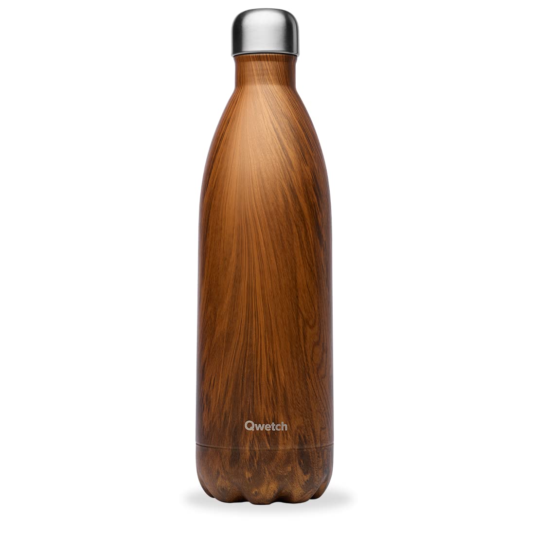 Qwetch - Insulated Originals Bottle - Wood 1000 ml - Stainless Steel Water Bottle - 24h Cold and 12h Hot - Leakproof, BPA Free & Reusable for Sports & Travel