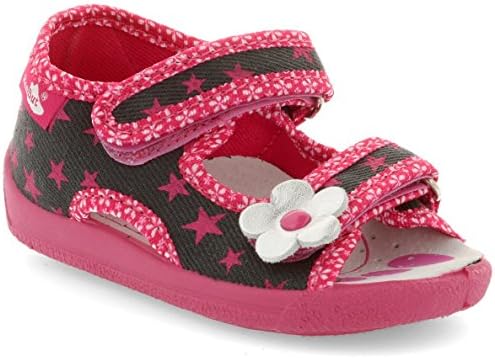 Girls canvas shoes slippers sandals baby kids toddler (Magenta Stars, 7UK/24EU - 15cm)