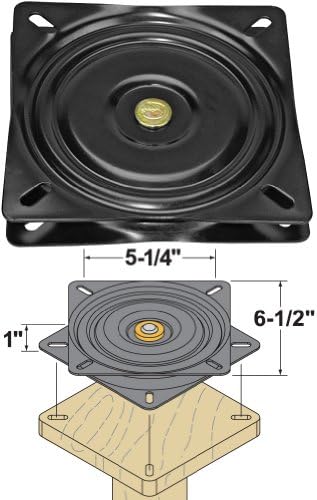 Woodtek 160556, Hardware, Furniture, Chair Swivels, 6-1/2" Square Chair Swivel Black
