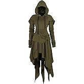 Bvfjqup Womens gothic Costumes Halloween Costume For Womens Medieval Vintage Hooded Costume High Low Pullover Dress