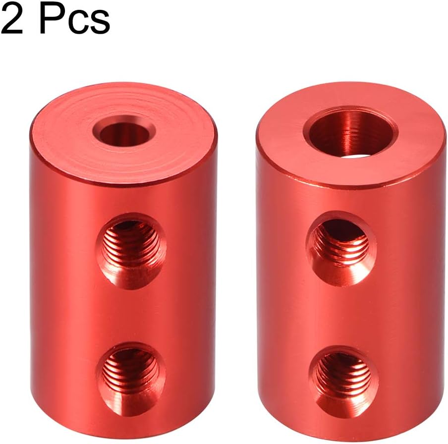 sourcing map 3mm to 5mm Bore Rigid Coupling Set Screw L20XD12 Aluminum Alloy,Shaft Coupler Connector,Motor Accessories,Red,2pcs - Image 3