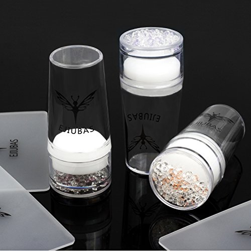 Ejiubas Nail Stamping Kits Nail Stamper Scraper With Rhinestone Cap Image Nail Art Stamping Kit 3Pcs