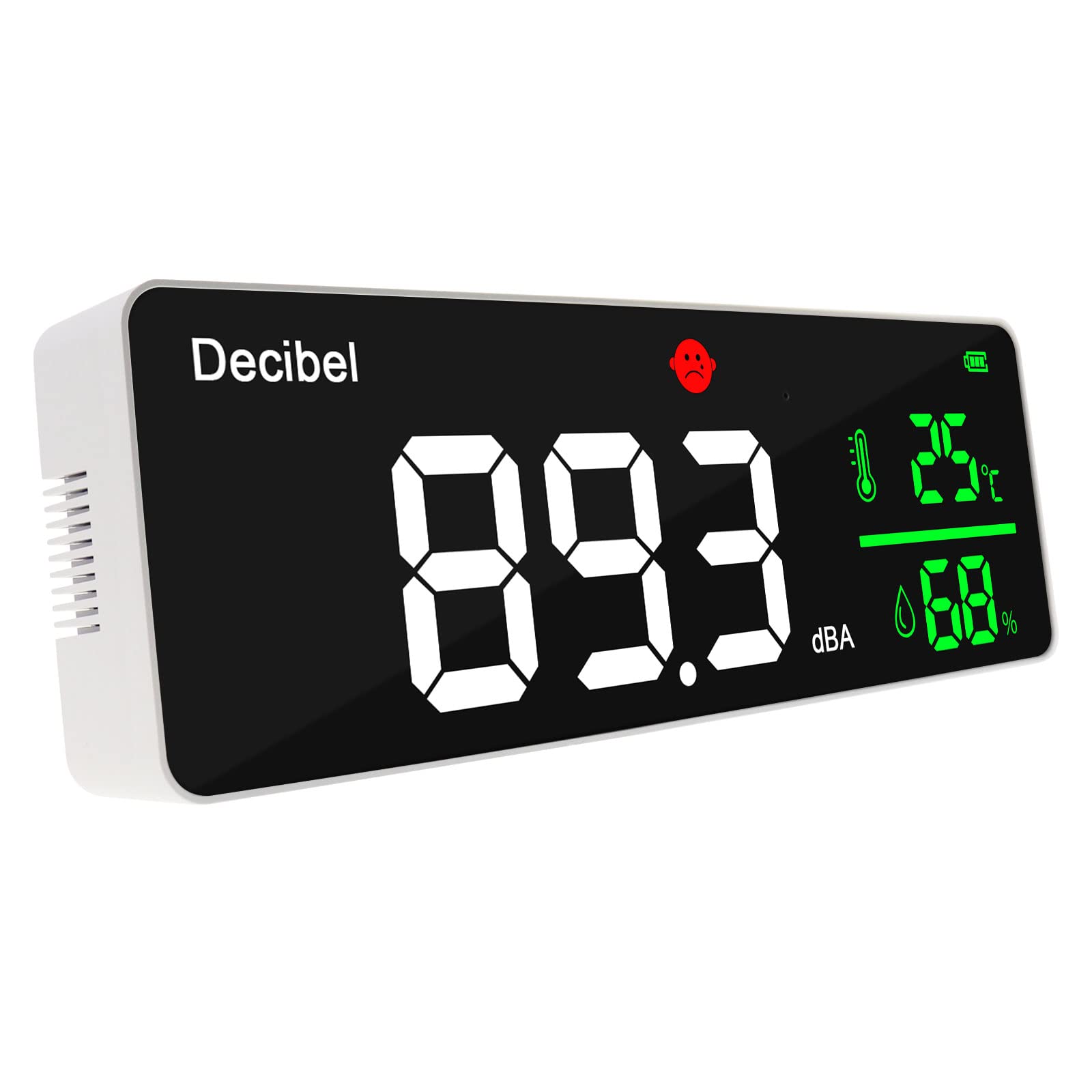 Smart Decibel Meter Large Colored LED Screen Display Sound Level Tester 30dB to 130dB Range Temperature Humidity Measurement